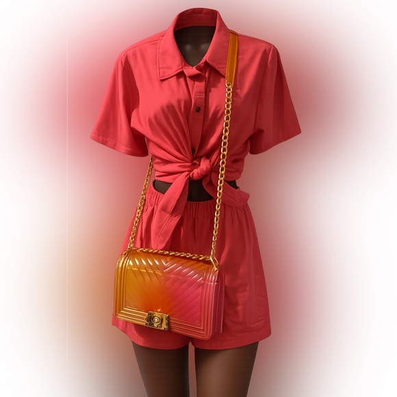 Caleesa Gradient Pink and Orange Jelly crossbody/shoulder Bag - Picture 5 of 11